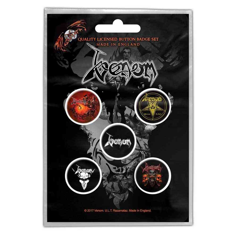Venom - Black Metal Bouton broche - Lot de 5 - Multicolore